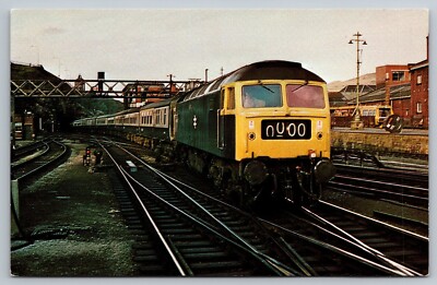 Postcard B 344, British Rail Express Train arrival in Edinburgh, Scotland