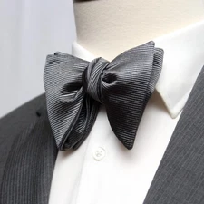 Men's Large Self-tied Bow Tie 100%Silk Big Butterfly Grey S713