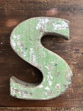Wooden Distressed Green Alphabet Letter  S  Wall Hanging 7.5  X 5  