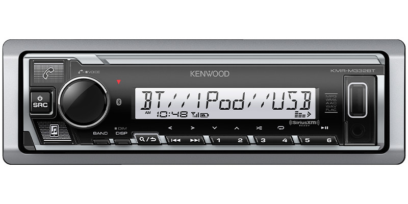 Kenwood KMR-M332BT 1-DIN Marine Digital Media Bluetooth Rece