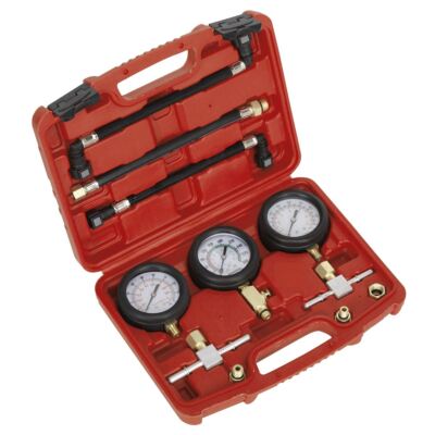 Sealey MS100 Motorrad Kompressions- & Kraftstoffdruckmesser Tester Set 3-teilig