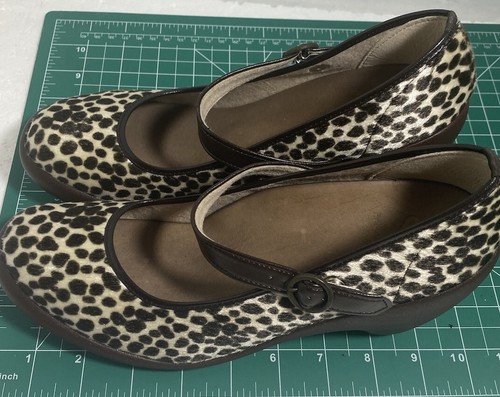 Regata Canoa Estampado en Piel de Leopardo MaryJane Zapatos con Cuña Cuero Hechos en Japón 6M - Imagen 7 de 12