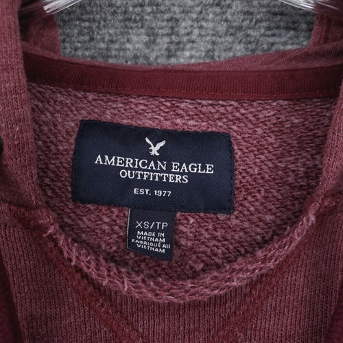 American Eagle Hoodie Womens XS Extra Small Red Long Sleeve Fleece Drawstring - Picture 6 of 12