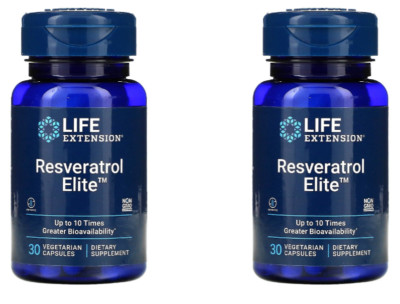 Trans Resveratrol Elite 2X30 Caps Life Extension Japanese Knotweed/Glactomannans