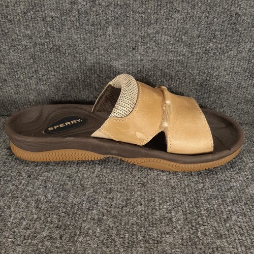 Sperry Top-Sider Sandalo Slide Pelle Marrone Uomo Taglia 9M Barca Dock Casual - Foto 8 di 21