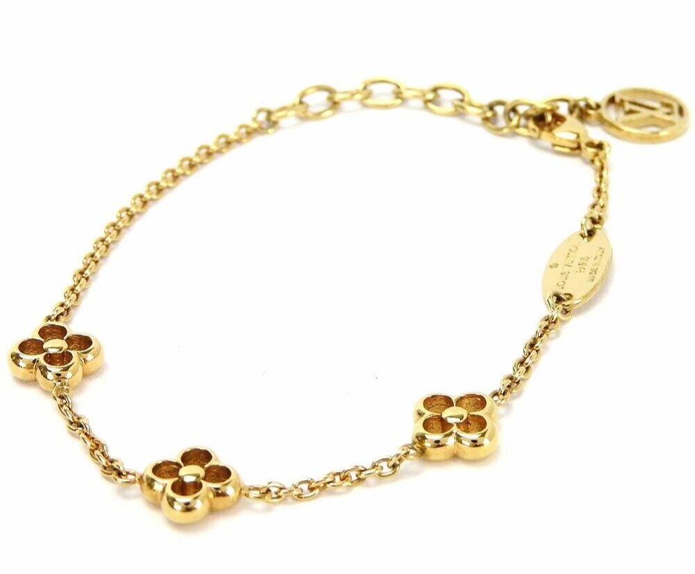 LOUIS VUITTON Bracelet M68127 Monogram Flower Gold Chain