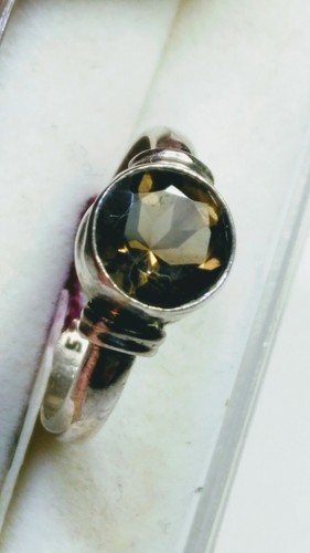 ANELLO CARINO QUARZO FUMÉ NATURALE IN ARGENTO STERLING .925 MISURA 6,5-6,75! - Foto 7 di 11