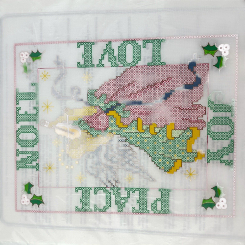 Bucilla Stamped Cross Stitch Sampler 2 Printed Canvas 1 Angel and 1 House - Picture 3 of 6
