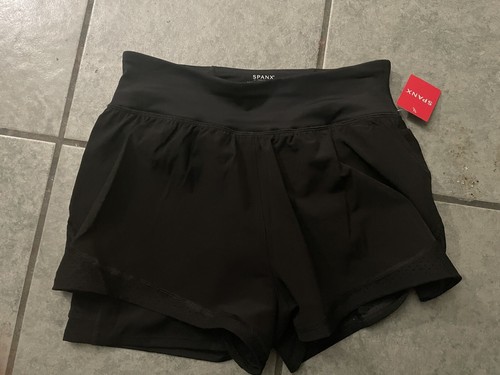 Woman’s SPANX Shorts Get Moving Shorts Double Layer Athletic Shorts Black Sz Med - Picture 9 of 15