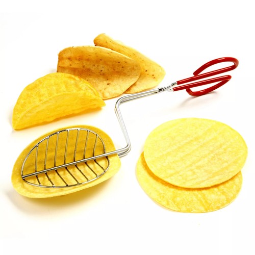 Taco Shell Maker Press Tortilla Fryer Tongs Kitchen Plated Steel 13" Long - Picture 3 of 6