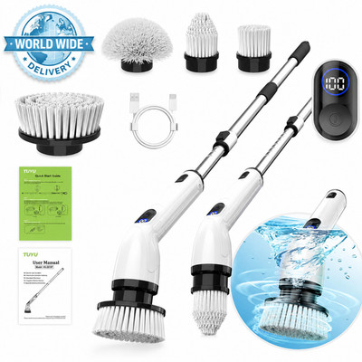 TUYU Electric Spin Scrubber, Cordless Power Shower Brush with LCD Display & Hand