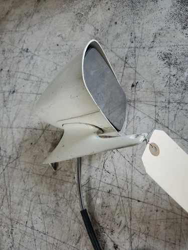 D0DB-17713-AW 1971-73 Ford Maverick Driver Door Rear View Mirror White OEM Used