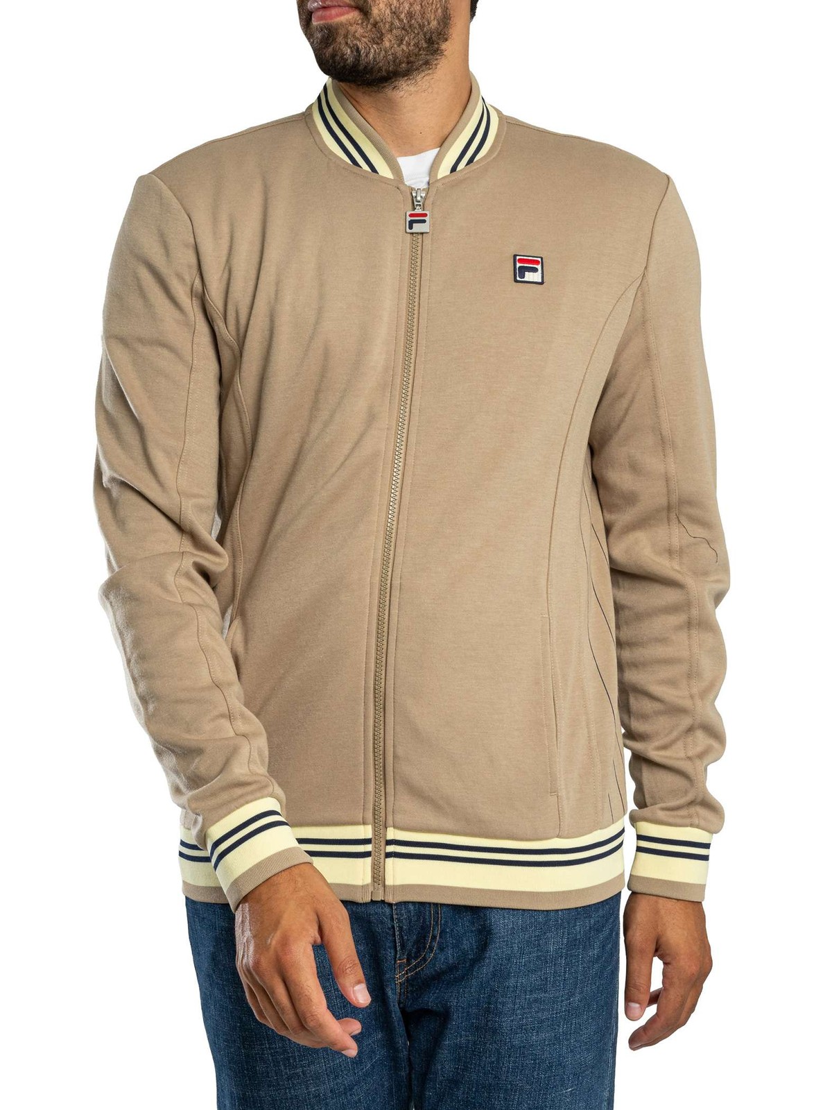 Fila Settanta Baseball Track Jacket, Chinchilla/Double Cream/Fila Navy - XL