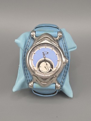 Rare Vintage Oakley Jury Watch Baby Blue Leather Strap Swiss Quartz Y2K Works!!!