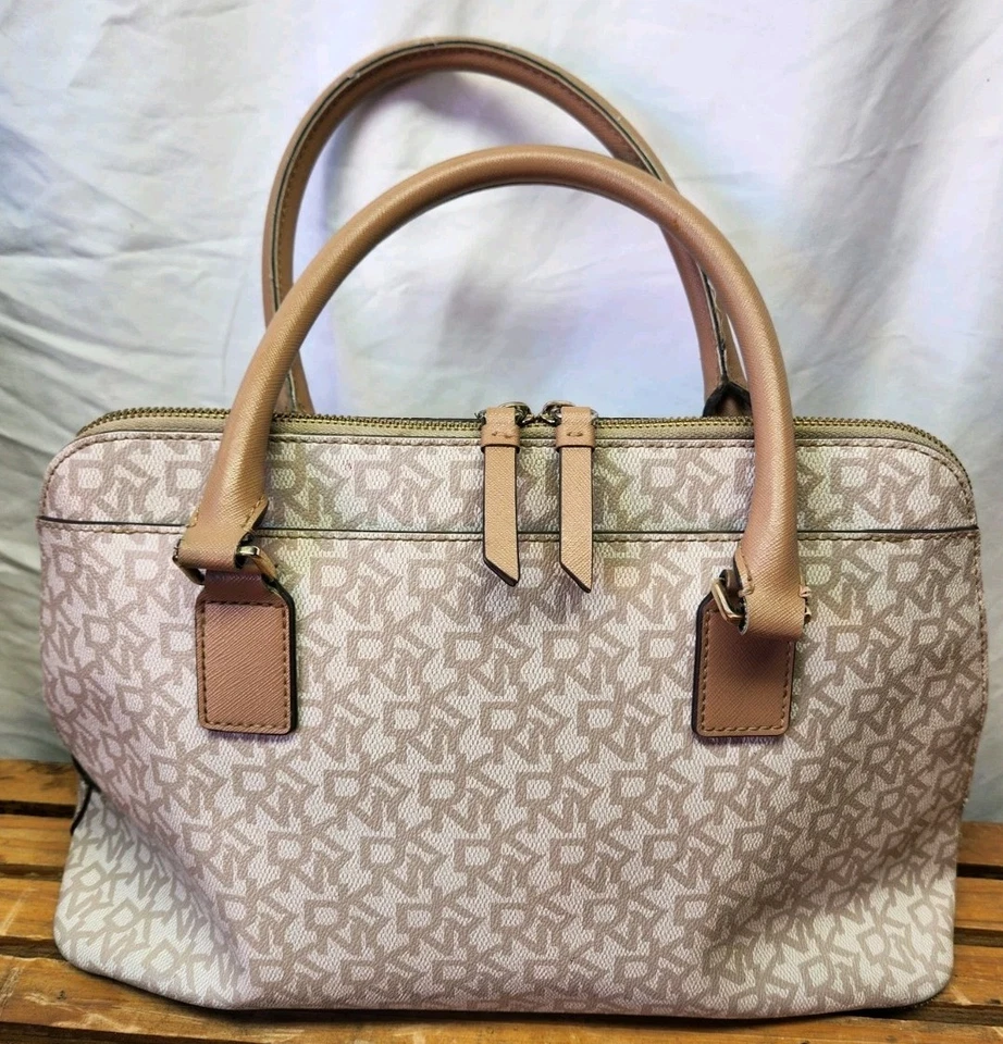 Bolso bandolera para mujer DKNY de cuero beige/crema Foto 3 de 4