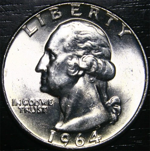 1964 P Washington Quarter 90% Silver GEM BU 25c US Coin Philadelphia Mint