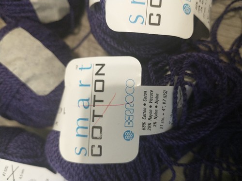 Approx 7 Balls - Berroco - Smart Cotton Yarn -Color 1420 Dark Purple Cotton Rayo - Picture 3 of 6