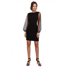 NWT Vince Camuto Womens Size 8 Black Swiss Dot Sheer Sleeve Mini LBD Dress NEW