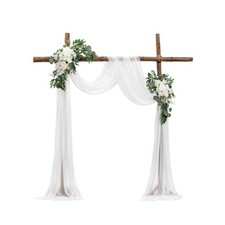 Artificial Wedding Arch Flowers Kit, White Wedding Arch Flowers with Drapes ...
