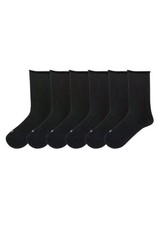 K Bell Women's Modal Roll Top Crew Socks 6 Pairs Black Size 5.5-10