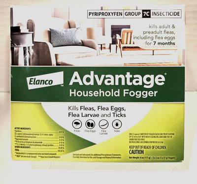 Advantage Indoor Household Fogger  For Fleas  ~ Ticks ~~ 3  ~ 2 oz Cans