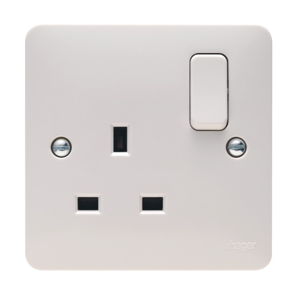 Hager WMSS81 Sollysta Switch Socket Outlet 13A 1 Gang (White)