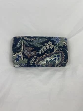 Vera Bradley Trifold Clutch Wallet Java Navy Camo Floral Organizer Retired HTF