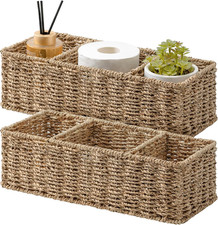 StorageWorks Wicker Toilet Basket Tank Topper, Toilet Paper Basket for Back of T