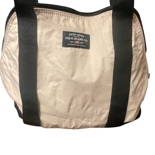 Vintage Polo Jeans Co. Small Tote Nylon Y2K Day Gym Duffel Bag Light Pink Black - Picture 2 of 7