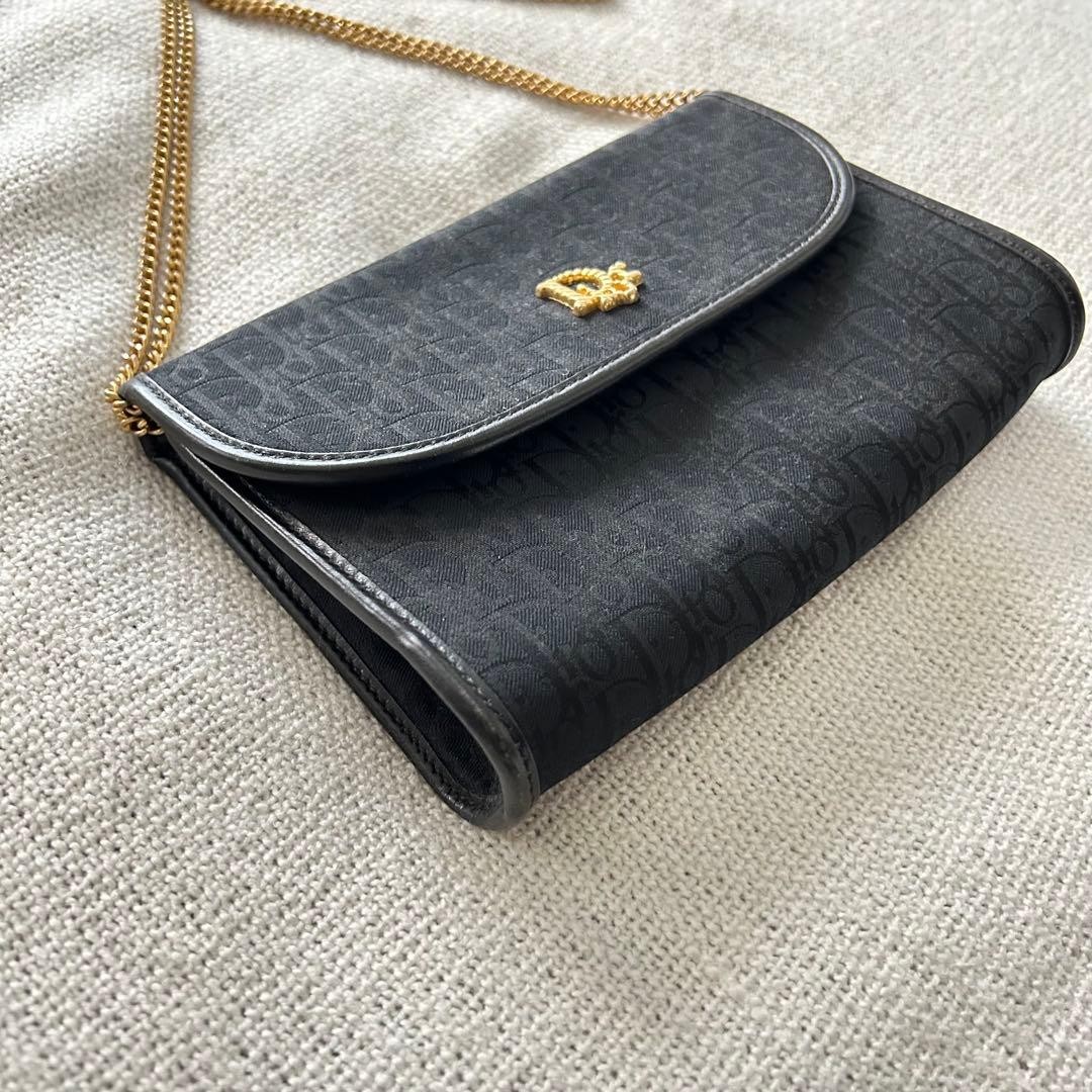 Christian Dior Shoulder Bag Canvas Metal Black Gold Women's From Japan Authentic thumbnail 4