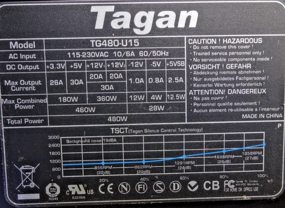 TAGAN TG480-U15  20+4Pin Netzteil 480W #NT4674 - Bild 2 von 4