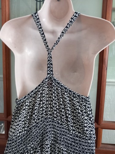 BNWOT Vtg Look Indian Block Print Style Tiered Gypsy Maxi Dress Size M Tall Boho - Picture 5 of 9