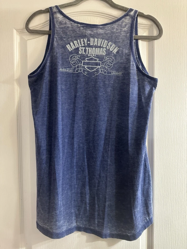 Harley-Davidson Women's Size L Rhinestone-Embellished Logo Burnout Tank Bling - Image 3 of 4