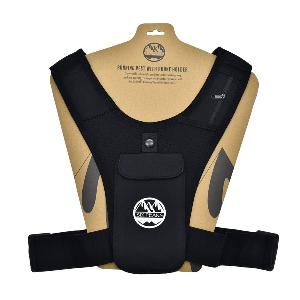 REFLECTIVE RUNNING VEST  DOG WALKING CYCLING SIX PEAKS PHONE HOLDER KEY POCKET