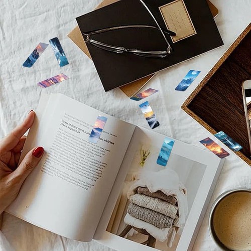 Non Text Magnetic Bookmark, Foldable, Double Sided Multicolor Nature/Scenery. - Picture 3 of 8