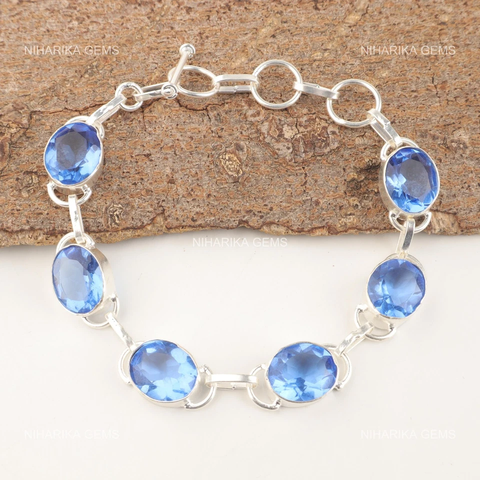 925 Silber Dritte Auge Chakra Tansanit Edelstein Verlobung Kette Wedding Armband - Bild 3 von 4