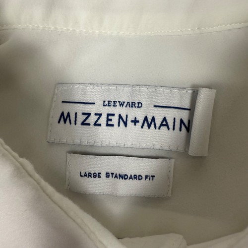 Camicia Mizzen + Main uomo grande sottovento bianca manica lunga con bottoni antirughe - Foto 2 di 11