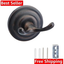 Zinc Traditional Round Bathroom Towel and Robe Hook, Oil Rubbed Bronze  Trad...