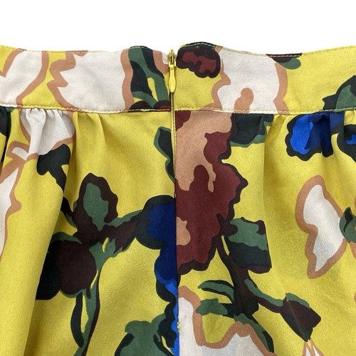 Vtg Vivienne Tam Skirt Size 8 Medium Midi 90s Y2K Yellow Floral Boho Colorful - Picture 5 of 8