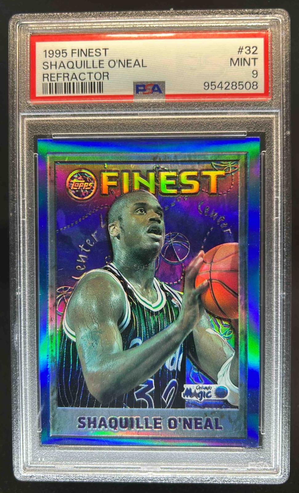 1995-96 Topps Finest Shaquille O'Neal Refractor #32 Magic PSA 9