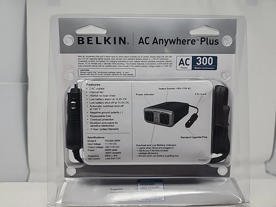 Belkin F5C400-300W AC Anywhere DC/AC Portable Power Converter - BX2 - Image 2 of 4