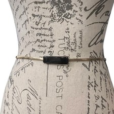 Vtg 80  s Skinny Cobra Snake Belts Gold Tone Classic Black Bar Buckle Fits 27-33  