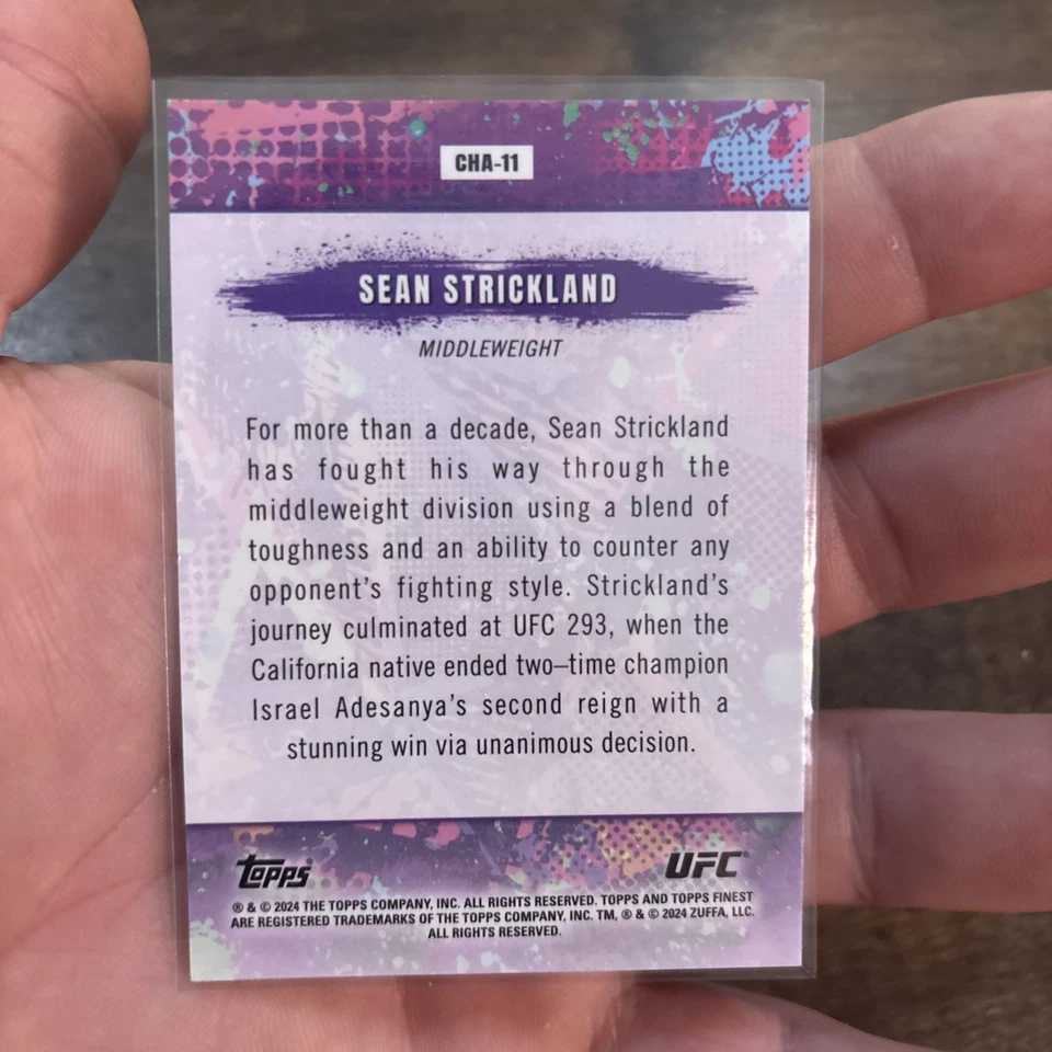 Topps Finest UFC Sean Strickland Chaos Gold Numbered Bookend 50/50 - Image 2 of 3