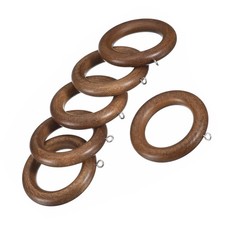 6Pcs Wooden Curtain Drapery Rings 2.75" Curtain Ring Hook with Screw Eye Walnut