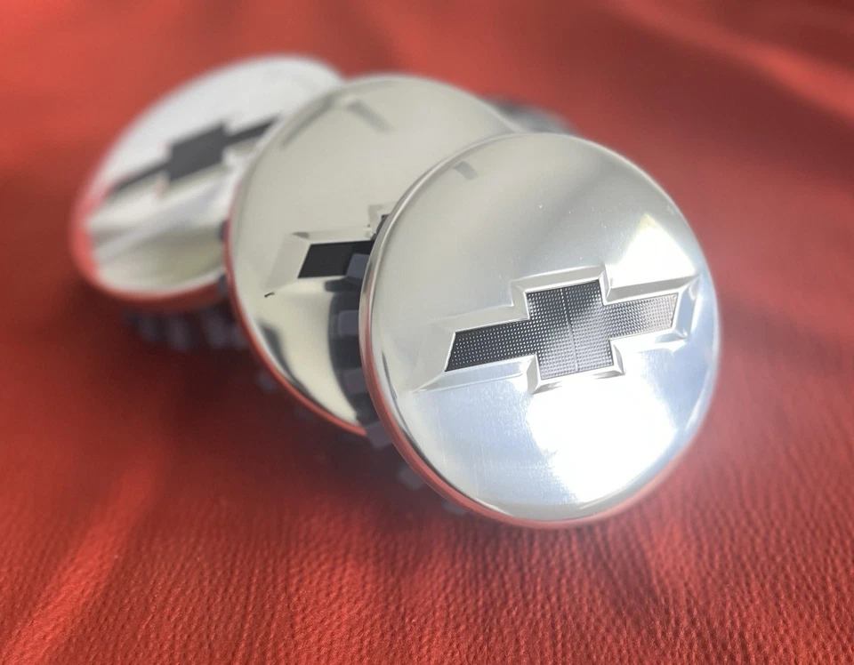 4 tapas centrales de rueda negras plateadas brillantes 83 mm para Chevy Silverado Suburban Tahoe Foto 2 de 4