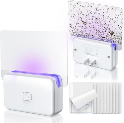 2 Pcs Fruit Fly Traps for Indoors (2 Device+10 Refills) Plug in UV Light Fly Tra