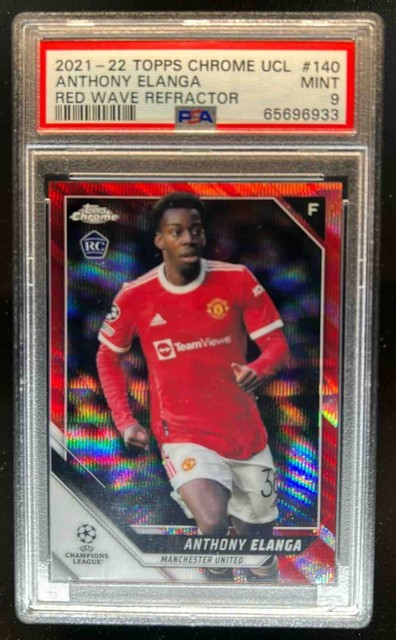 2021 Topps Chrome UEFA Anthony Elanga RC Red Wave Refractor #/5 Man U PSA 9