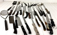 Large Mixed Kitchen Knife Utensil Lot 30+pc Vintage Chef Carving Tools Set Bulk!