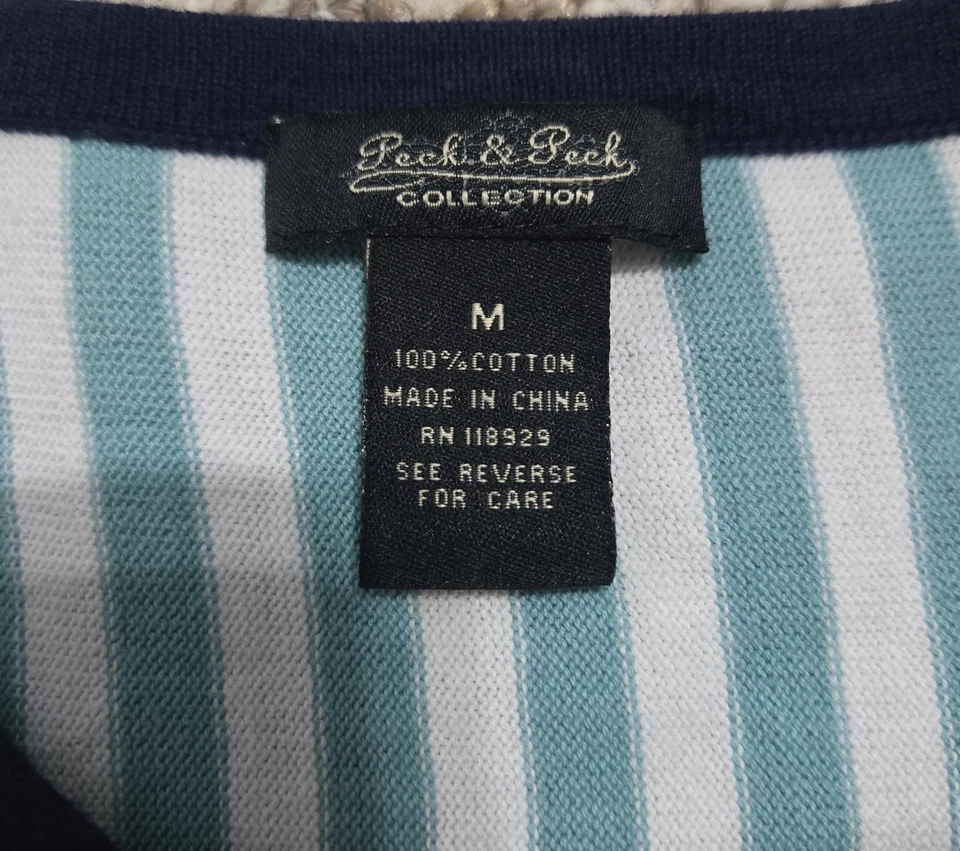 Cárdigan suéter Peck & Peck azul a rayas talla mediana Foto 4 de 4