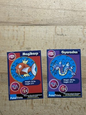 Magikarp Gyarados Evolution Set Pokemon Poketrivia Movie Cards Burger King 1999